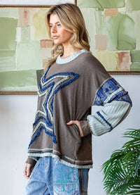 Oli & Hali Star Patched With Star Studs Top
