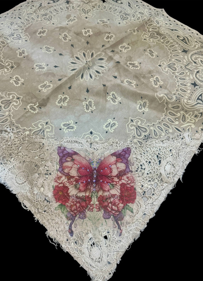 A Rare Bird Vintage Hand Painted Bandana