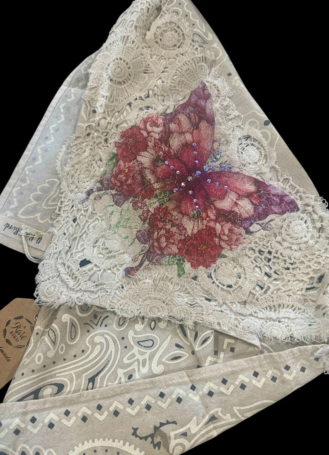 A Rare Bird Vintage Hand Painted Bandana