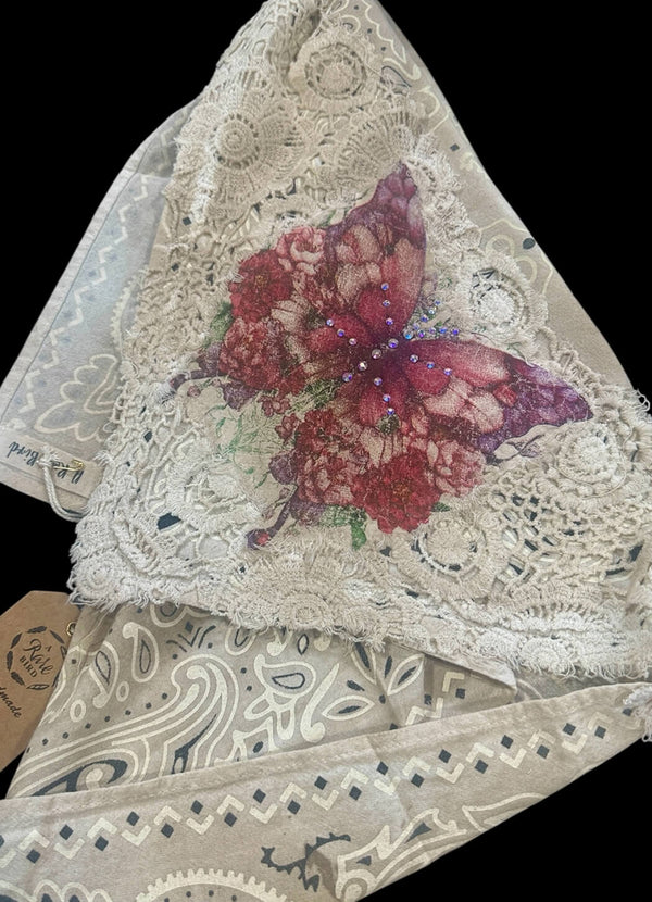 A Rare Bird Vintage Hand Painted Bandana