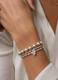 Blessing Bracelet Count Your Blessings in Sterling Silver and Gold 8mm Beads