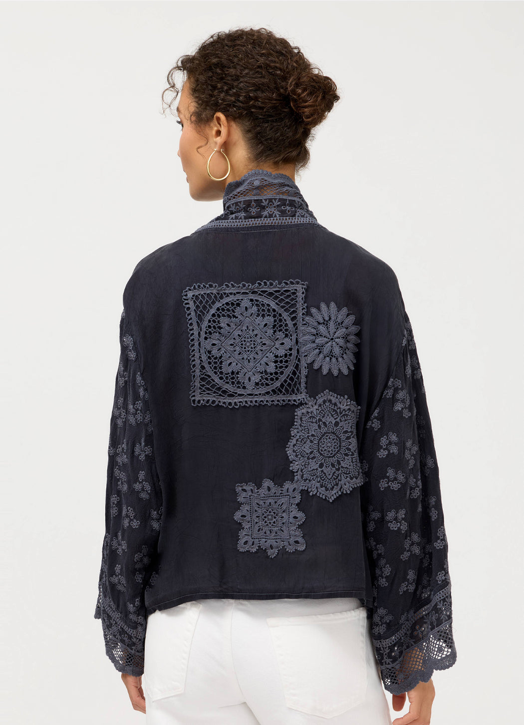 Johnny Was Sanded Black Sandra Patched Kimono