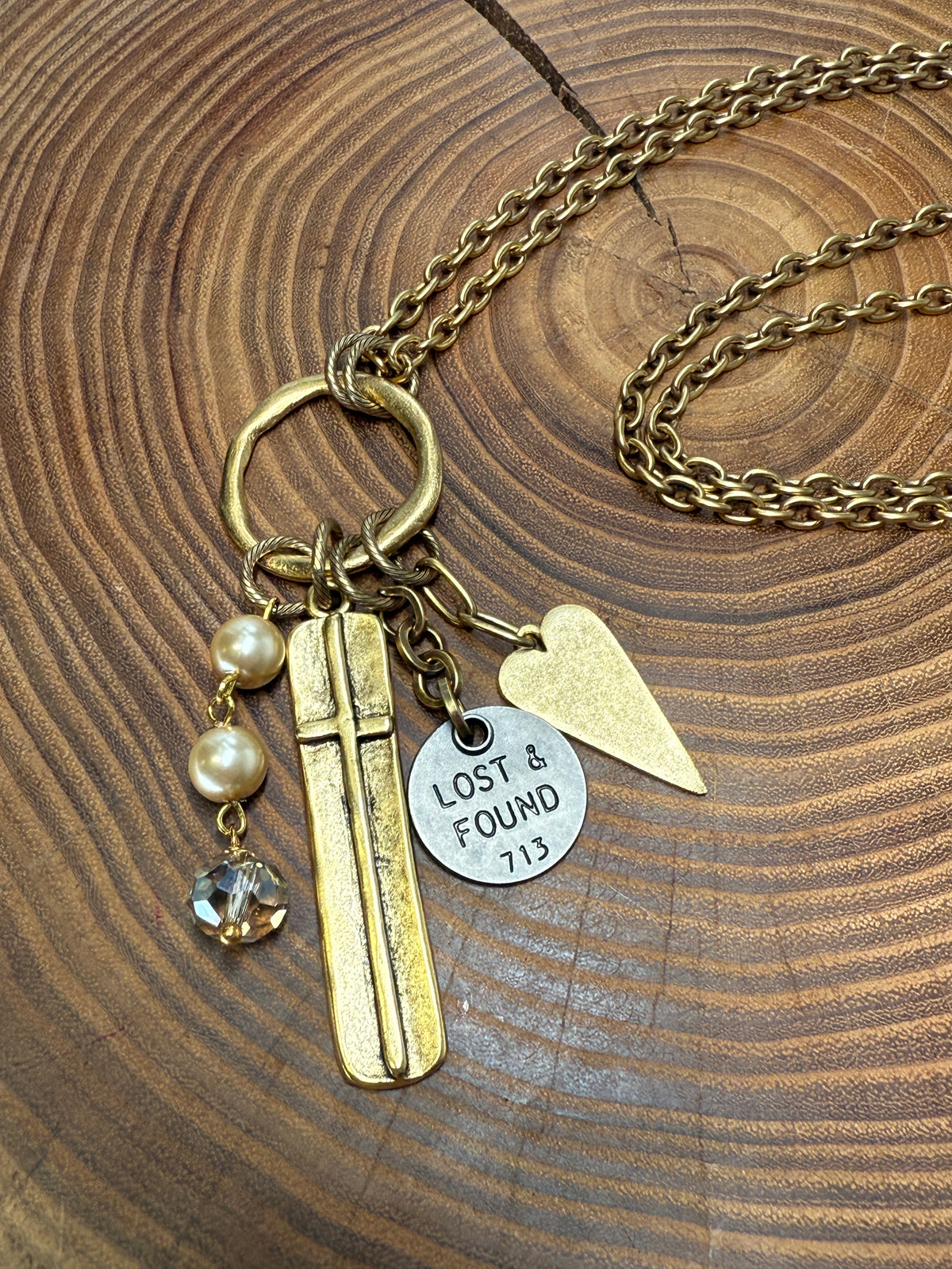 Belle Via Jewelry Cross + Heart Cluster Necklace