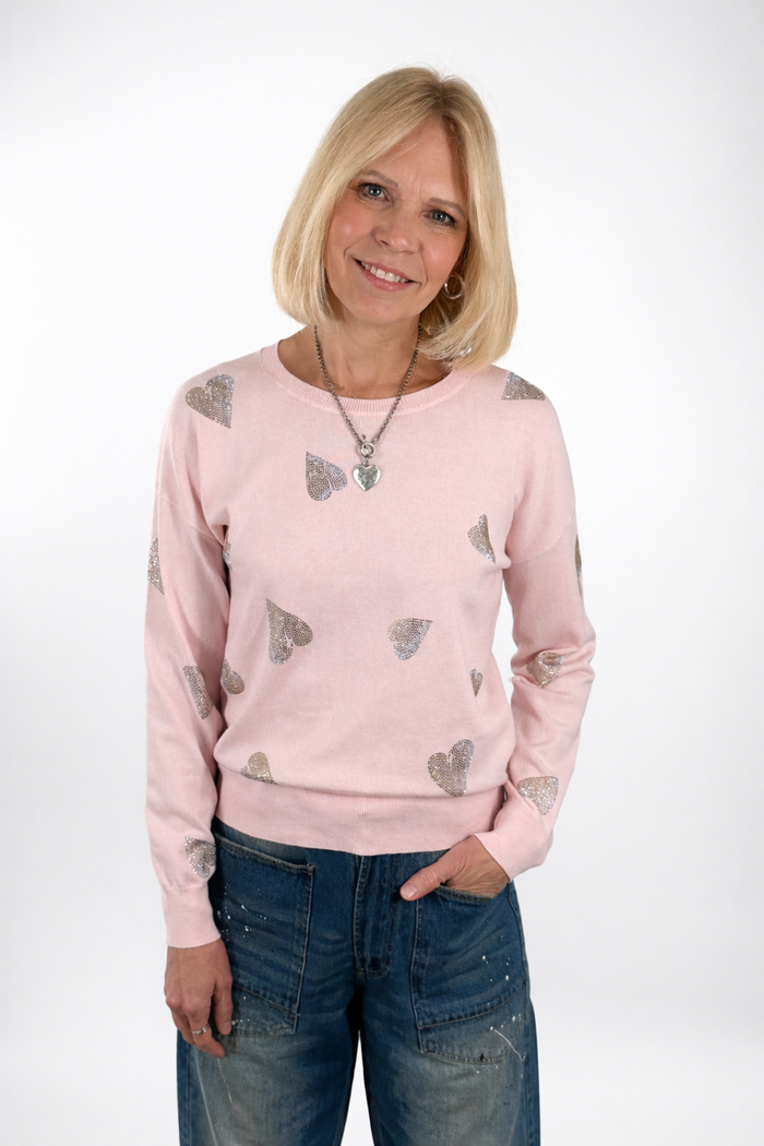 J. Society Glitter Heart Sweater