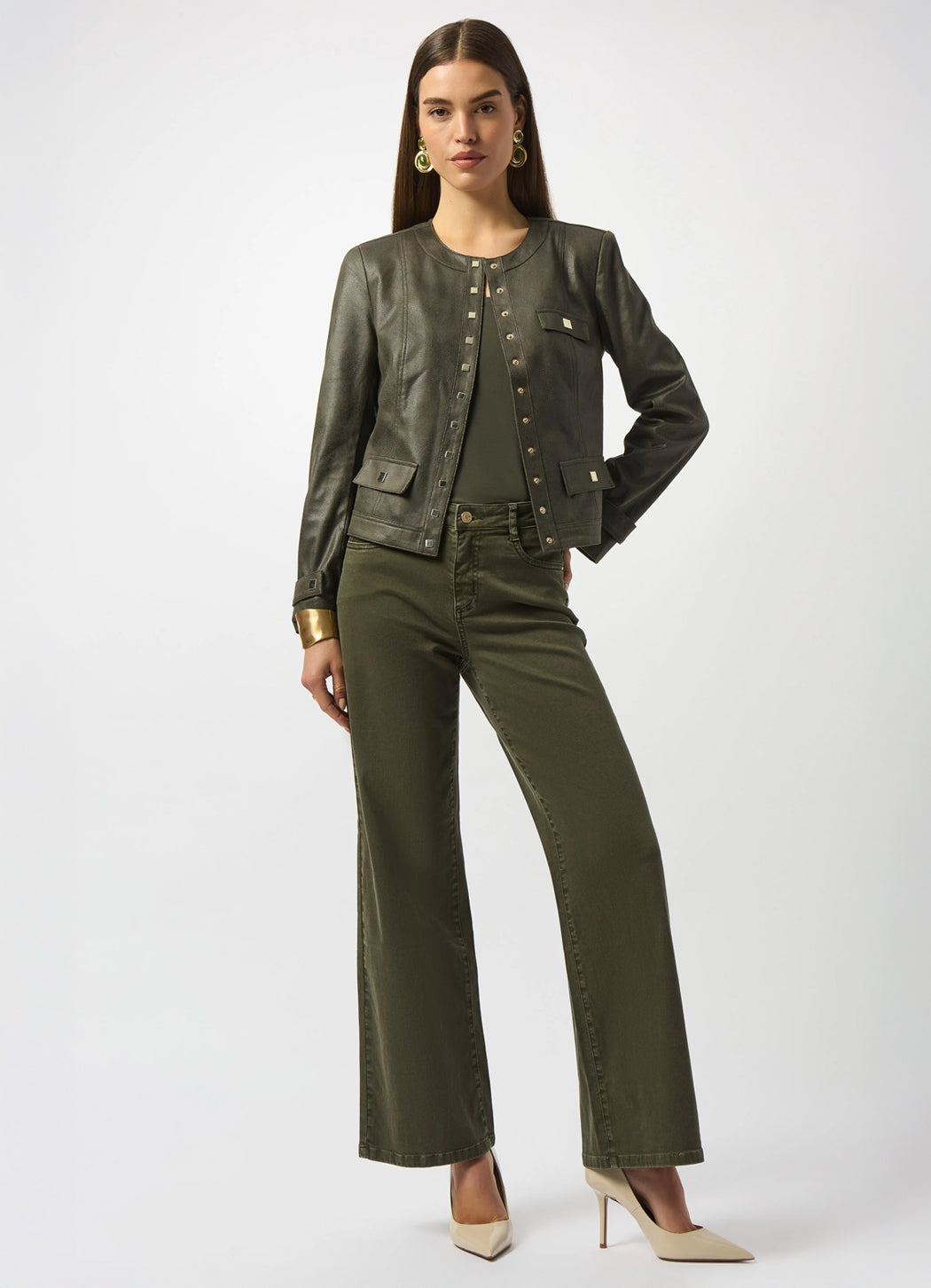 Joseph Ribkoff Foiled Faux Leather Jacket