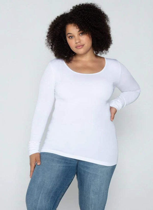 Cest Moi Bamboo Plus Size Long Sleeve Scoop Neck Top