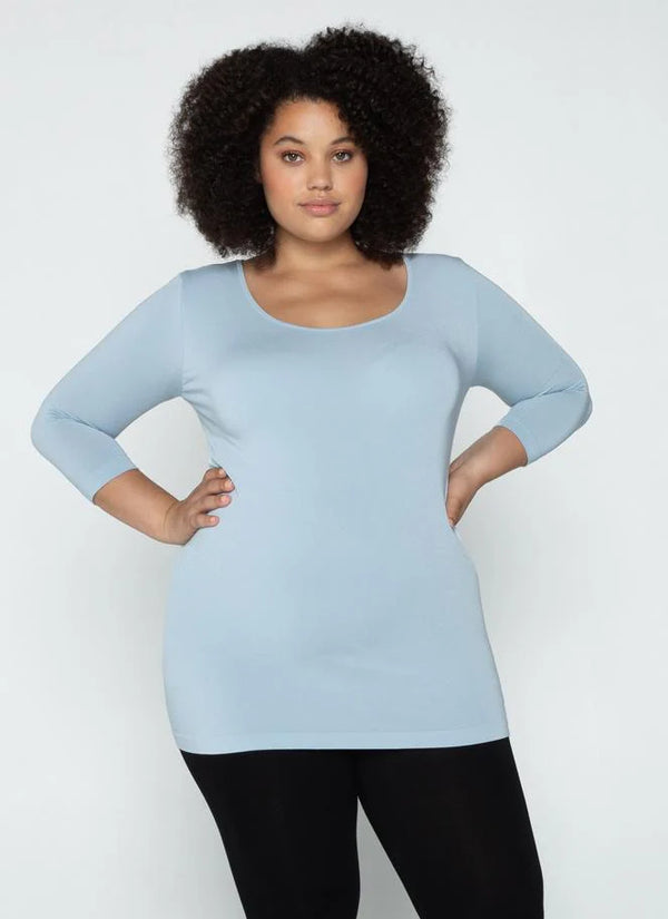 Cest Moi Bamboo Plus Size 3/4 Sleeve Scoop Top