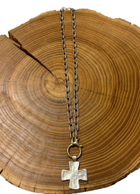 Belle Via Jewelry Hammered Square Cross Necklace