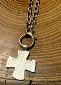 Belle Via Jewelry Hammered Square Cross Necklace