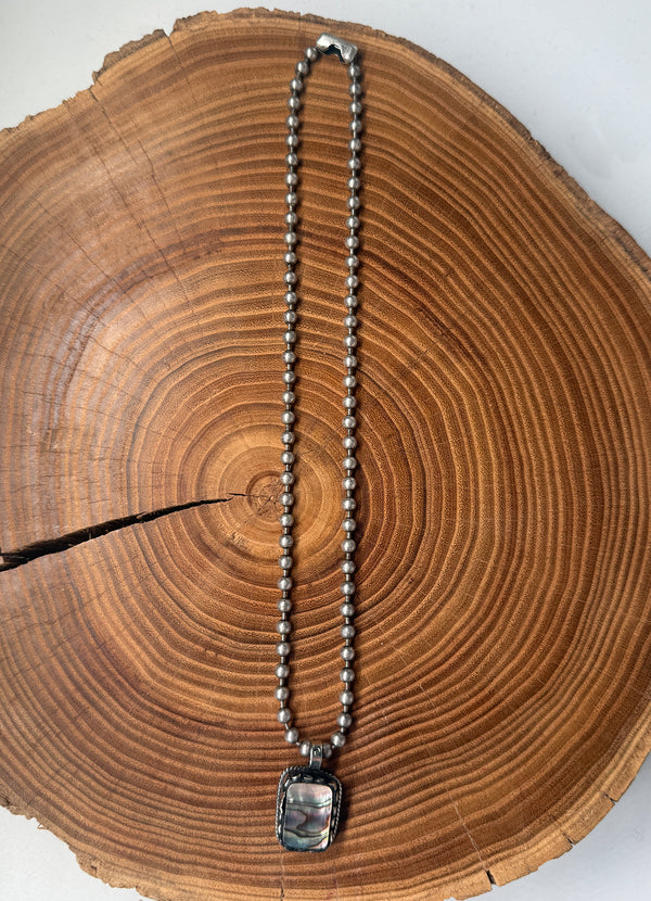 Belle Via Jewelry One-Of-A-Kind Square Abalone Necklace