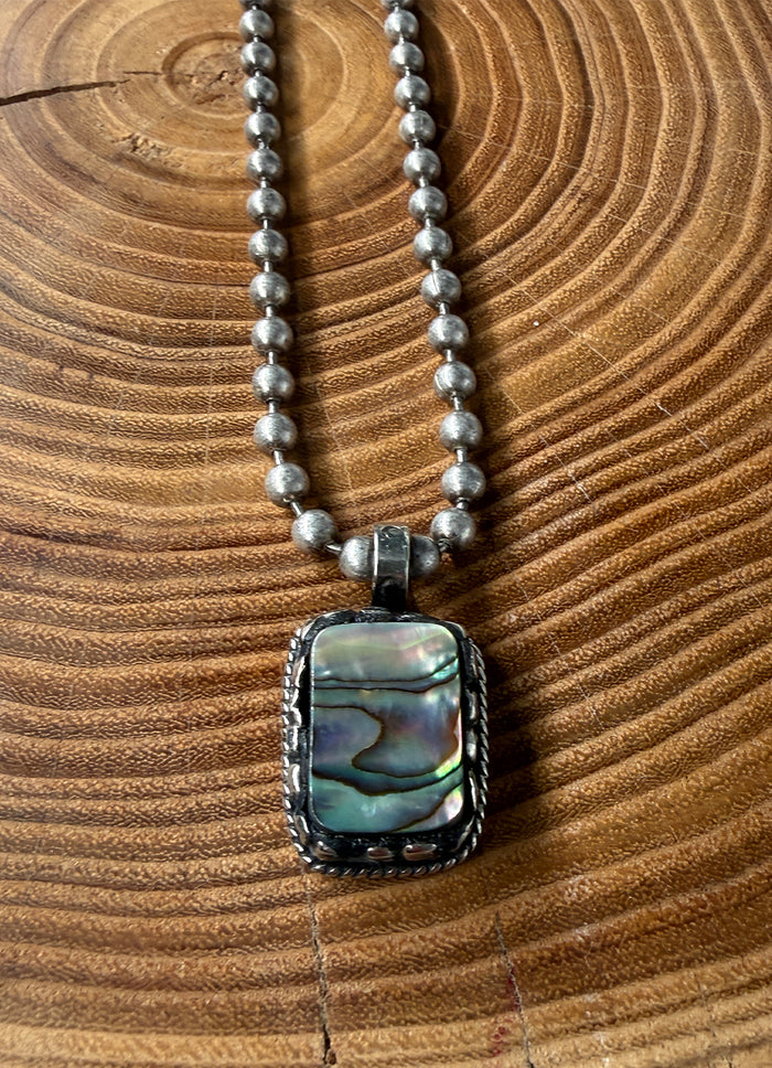Belle Via Jewelry One-Of-A-Kind Square Abalone Necklace