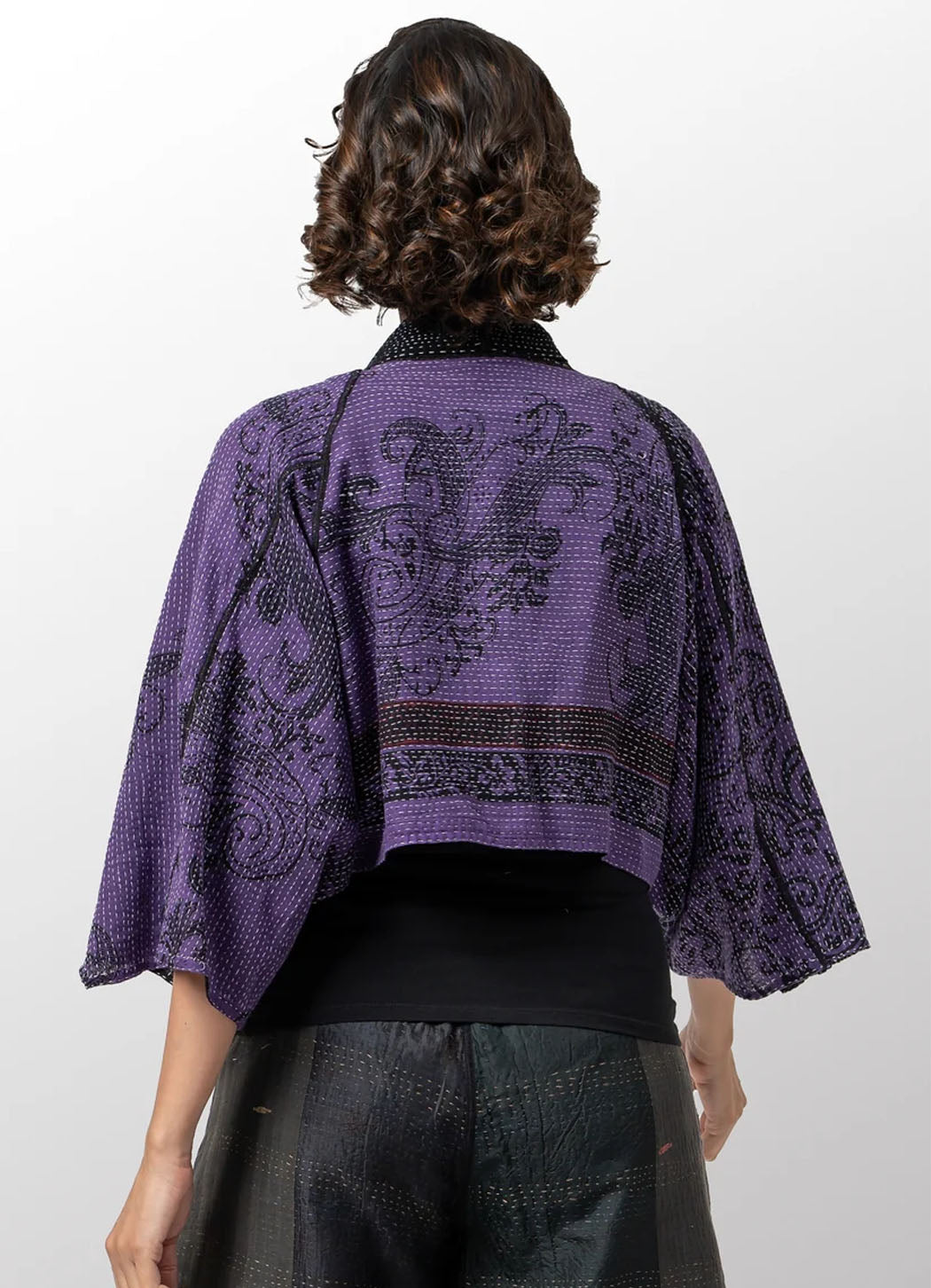 Mieko Mintz Paisley Kantha Puff Sleeve Shrug