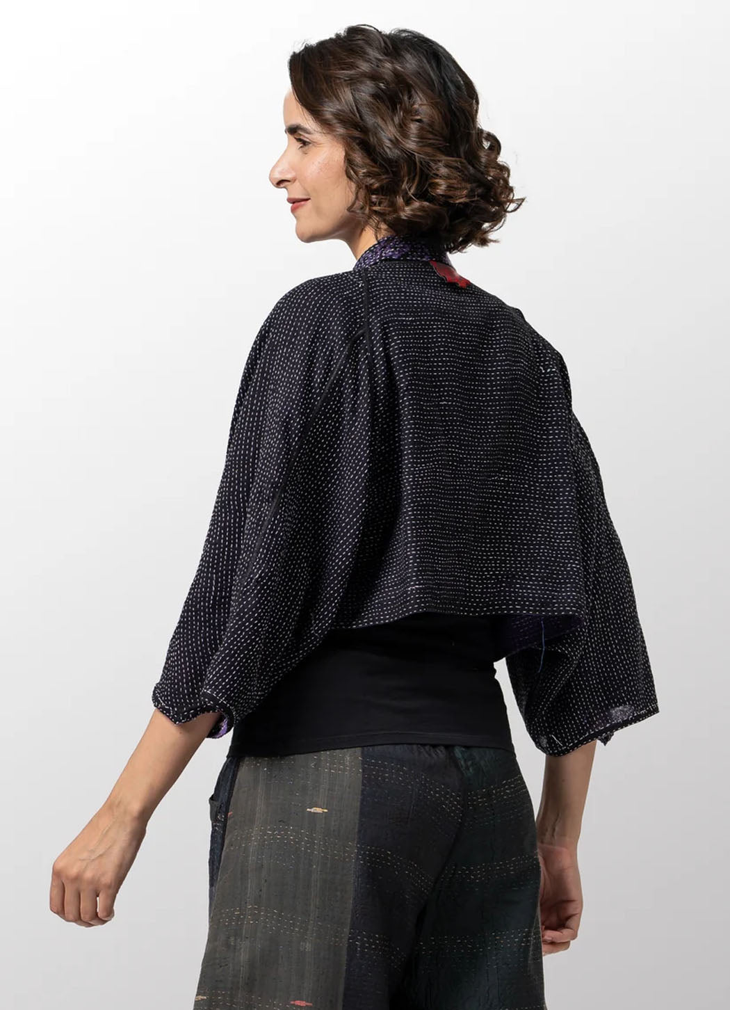 Mieko Mintz Paisley Kantha Puff Sleeve Shrug