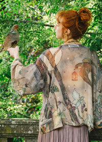 Market Of Stars Love Light Cropped Kimono W/ Woodland Swallow & Stars