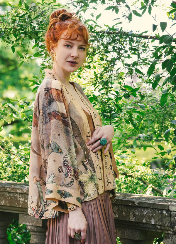 Market Of Stars Love Light Cropped Kimono W/ Woodland Swallow & Stars