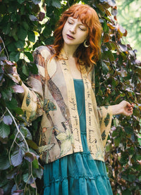 Market Of Stars Love Light Cropped Kimono W/ Woodland Swallow & Stars