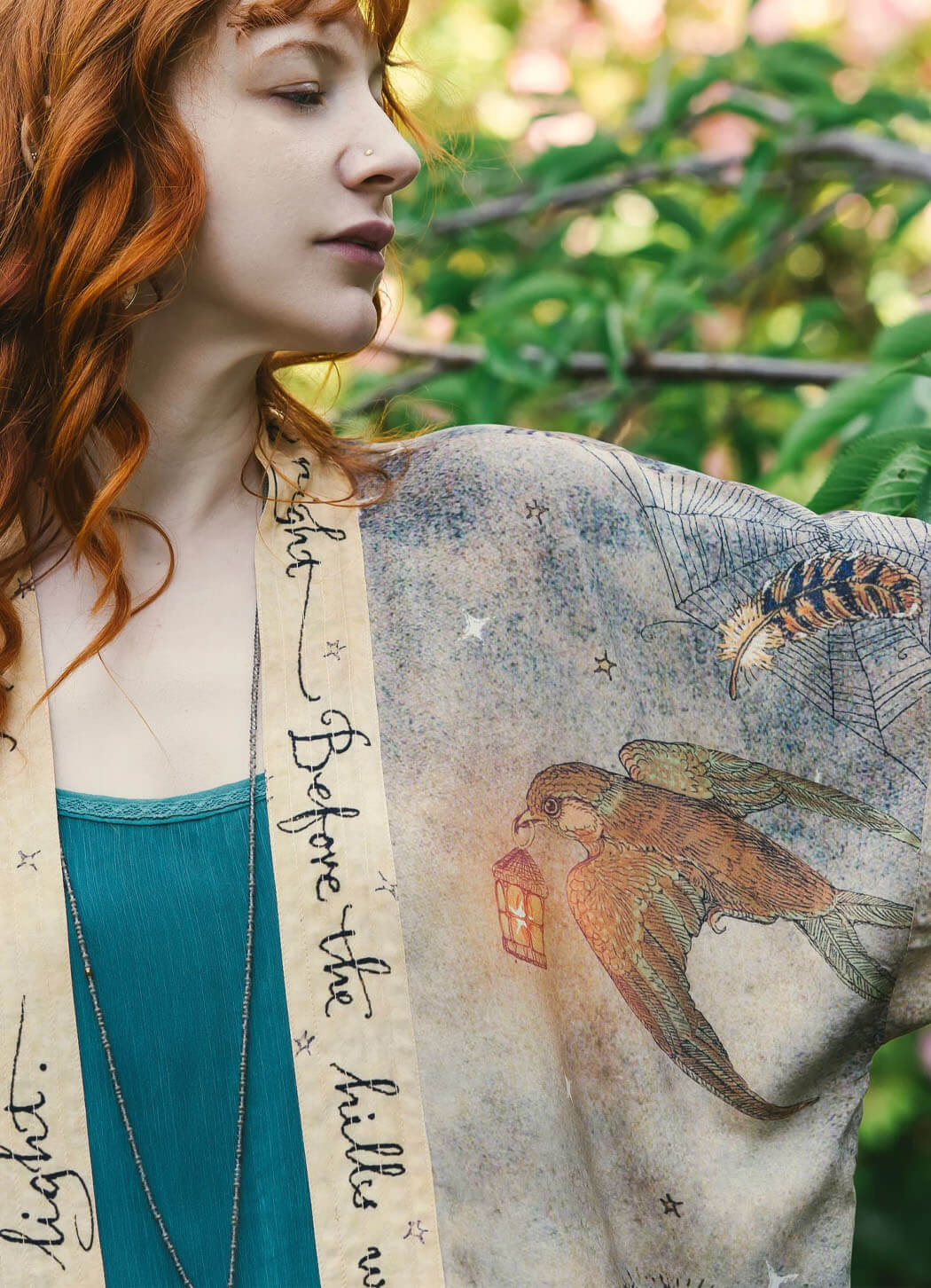 Market Of Stars Love Light Cropped Kimono W/ Woodland Swallow & Stars