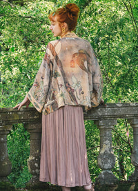 Market Of Stars Love Light Cropped Kimono W/ Woodland Swallow & Stars