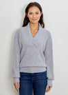 Design History Long Sleeve Cross V Neck Sweater