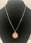 Julie Kreamer Vintage Coco Cuba Button Necklace on Paperclip Chain - Pink