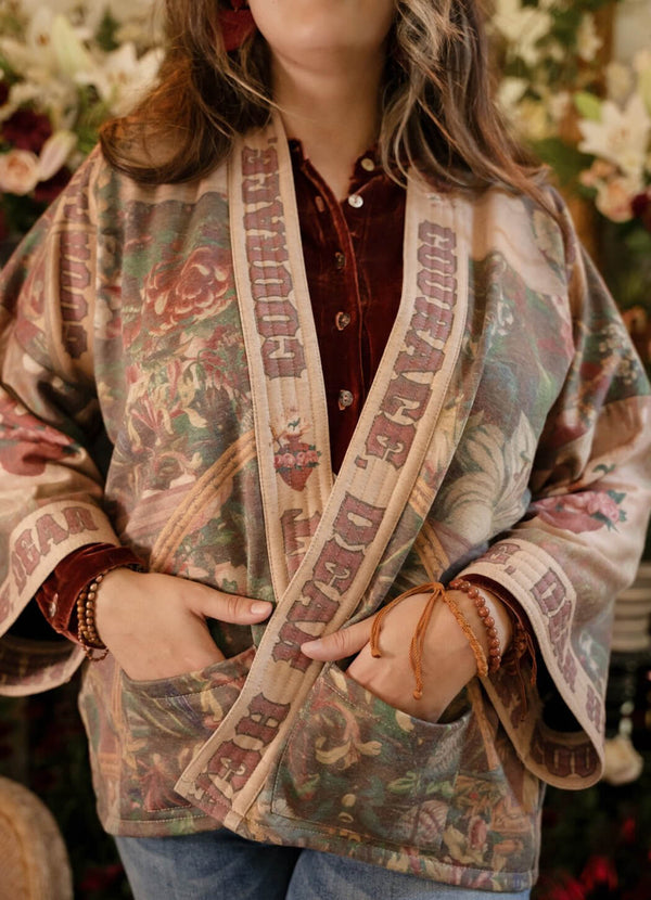 Market Of Stars Courage Dear Heart Fleece Kimono Jacket With Sacred Heart