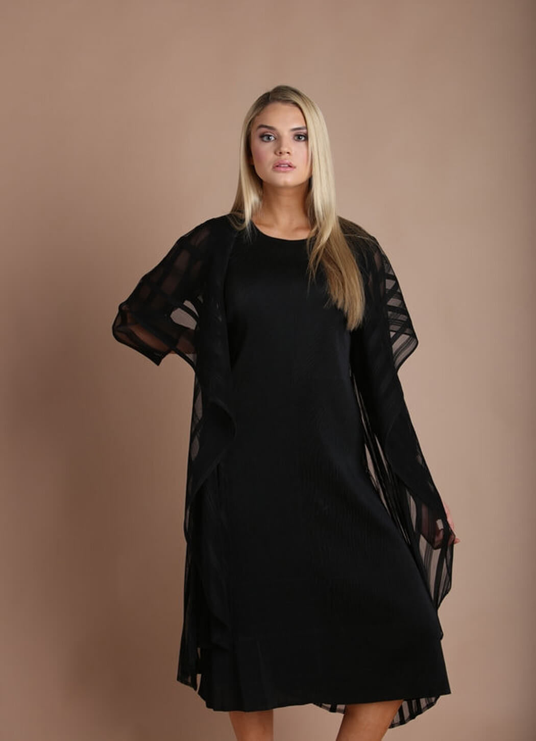 LONG DRESS W/COLLAR JACKET 2-PIECE - Black - JOURNEY LONG DRESS W/COLLAR JACKET 2-PIECE - Black - JOURNEY