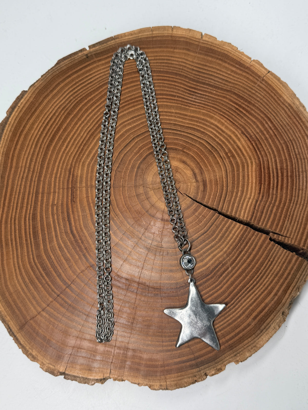 Belle Via Jewelry Hammered Star Long Necklace