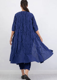Mieko Mintz Dyed Cotton Silk Voile Wavy Tuck A Line Dress