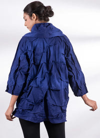 Mieko Mintz Dyed Cotton Silk Heavy Voile Wavy Tuck Cocoon Jacket