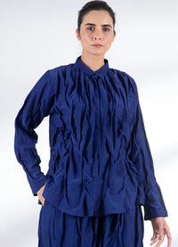 Mieko Mintz Cotton Silk Voile Wavy Tuck Shirt