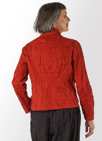 Mieko Mintz Cotton Silk Heavy Voile Random Tuck High Neck Blouse