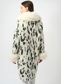 Joseph Ribkoff Animal Print Coat with Faux Fur Trim