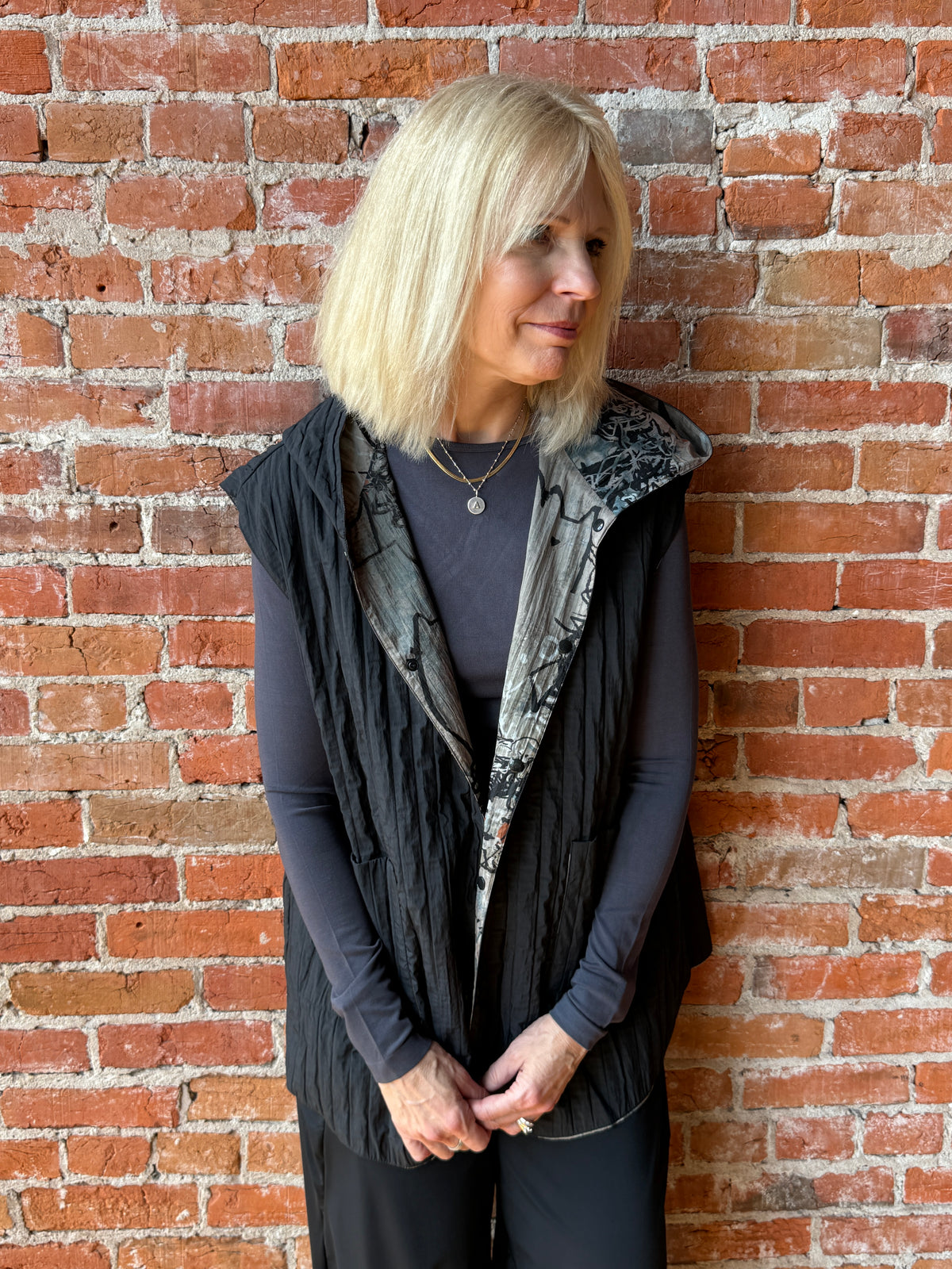 3 Potato Reversible Hooded Vest