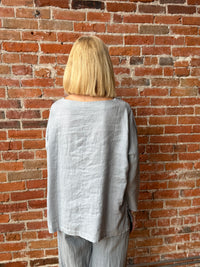 Suzy D Mateo Slash Neck Linen Top