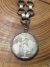 Belle Via Jewelry One-Of-A-Kind Vintage French Coin Necklace