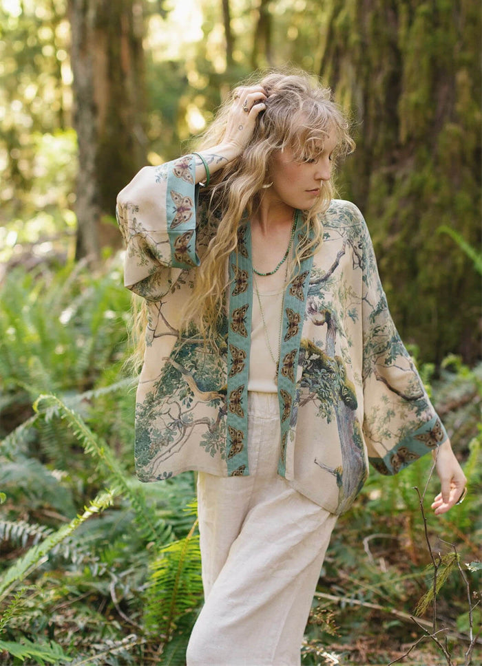 Market Of Stars Earth & Sky Pixie Duster Cropped Bamboo Kimono With Trees