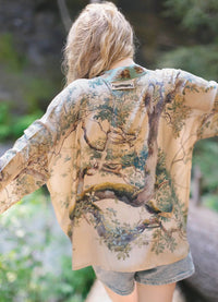Market Of Stars Earth & Sky Pixie Duster Cropped Bamboo Kimono With Trees