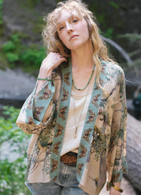 Market Of Stars Earth & Sky Pixie Duster Cropped Bamboo Kimono With Trees
