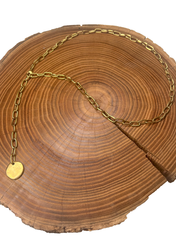 Belle Via Jewelry Hammered Circle Lariat Necklace
