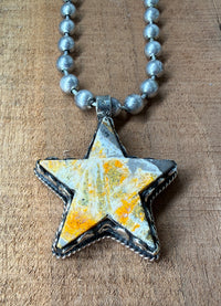 Belle Via Jewelry One-Of-A-Kind Bumblebee Jasper Star Necklace