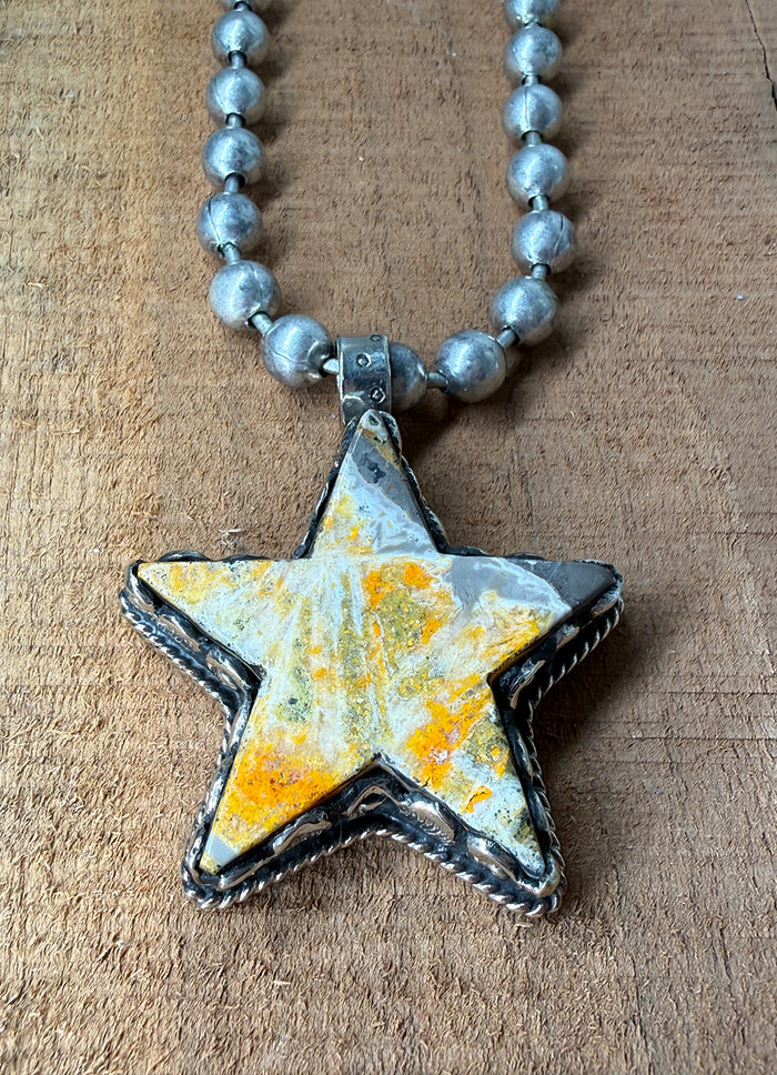 Belle Via Jewelry One-Of-A-Kind Bumblebee Jasper Star Necklace