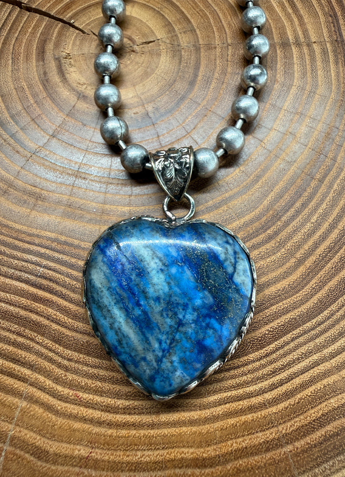 Belle Via Jewelry One-Of-A-Kind Blue Lapis Heart Necklace