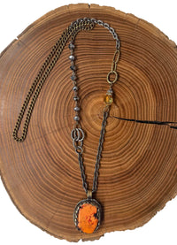 Belle Via Jewelry One-Of-A-Kind Orange Howlite Stone Necklace