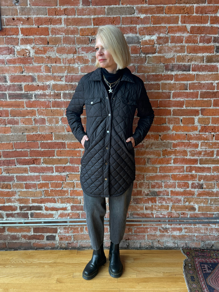 J. Society Nylon Quilted Long Shirt Jacket