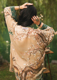 Market of Stars Fable Matinee Mid-Length Duster bamboo Kimono with Deer and Moon