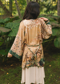 Market of Stars Fable Matinee Mid-Length Duster bamboo Kimono with Deer and Moon