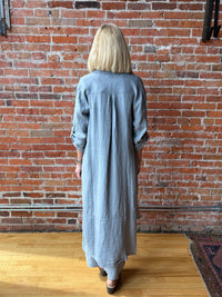 Suzy D Larino Linen Long Button Thru Dress