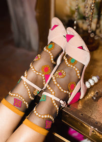 Sock Candy Pearls & Jewels Black Sheer Ankle Sock