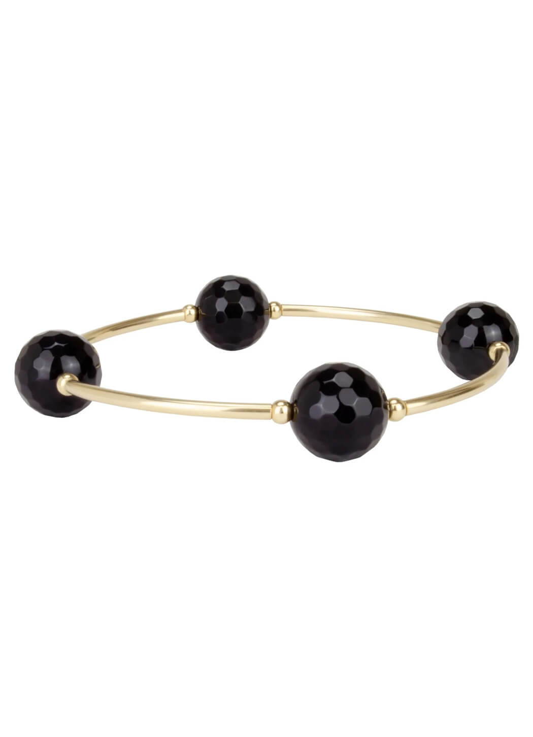 Blessing Bracelet Crystal Faceted Onyx Gold-Filled Blessing Bracelet 12mm Beads