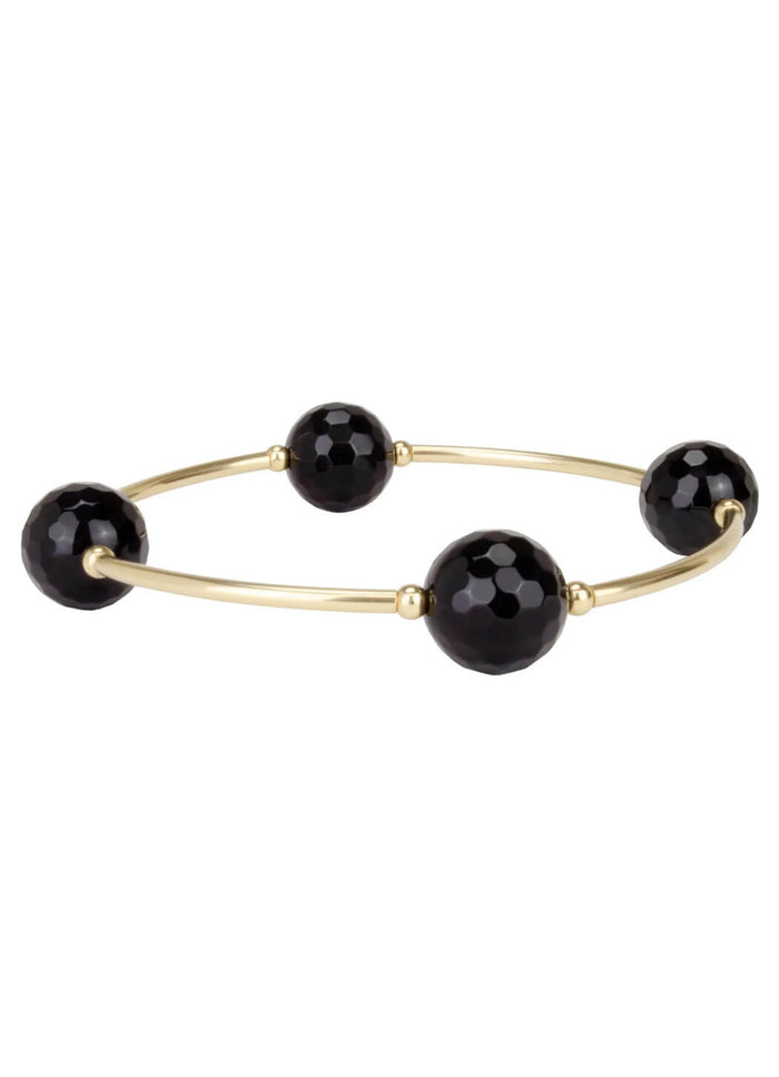 Blessing Bracelet Crystal Faceted Onyx Gold-Filled Blessing Bracelet 12mm Beads